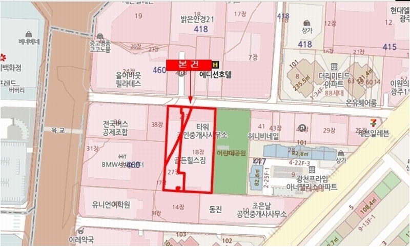 2025타경7470 광주광역시 서구 죽봉대로78번길 10, 골든힐스타워 1층 111호 근린상가 경매 이미지