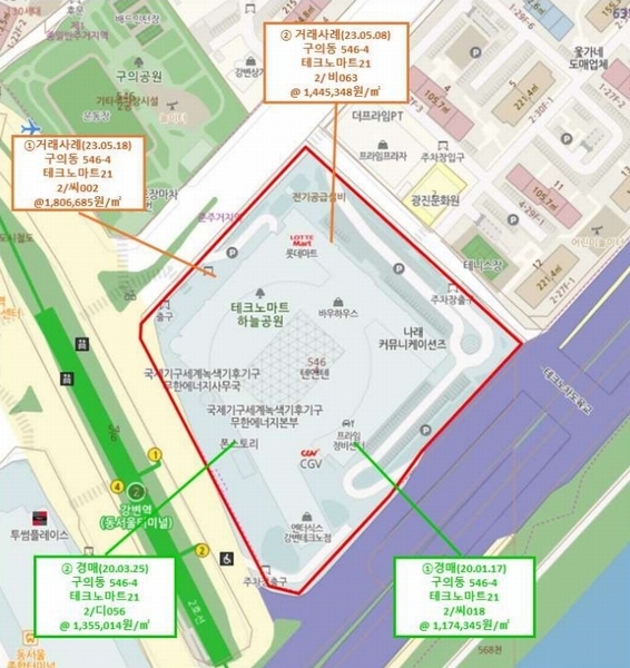 2023타경1276 서울특별시 광진구 광나루로56길 85서울특별시 광진구 광나루로○○○○, 테크노-마트21 2층 비021호외1개호테크노-○○ 근린상가 경매 이미지