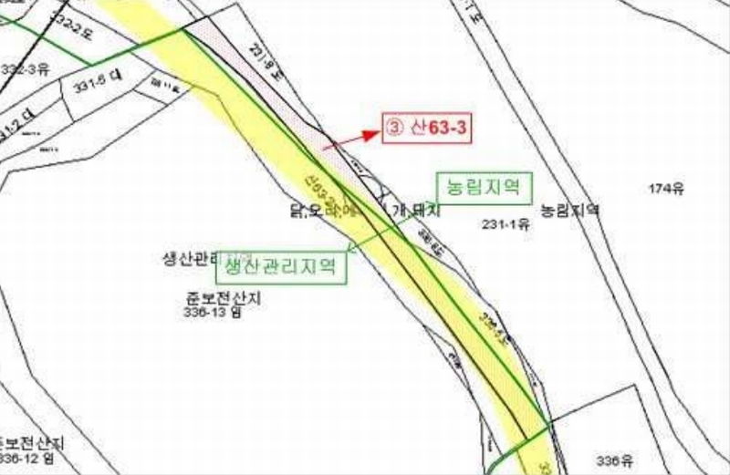 2025타경33881 전라남도 장성군 삼서면 수양리 산63-3 도로 경매 이미지