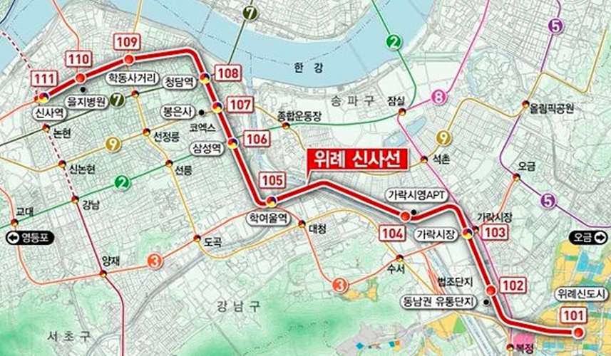 서울시 '위례신사선' 도시철도 본격 추진... "위례신도시에서 신사역까지 한번에"