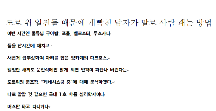 도로 위 일진들 때문에 개빡친 남자가 말로 사람 패는 방법